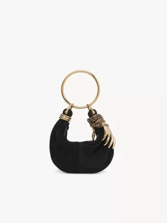 Mini torebka typu hobo z bransoletką ze skóry zamszowej