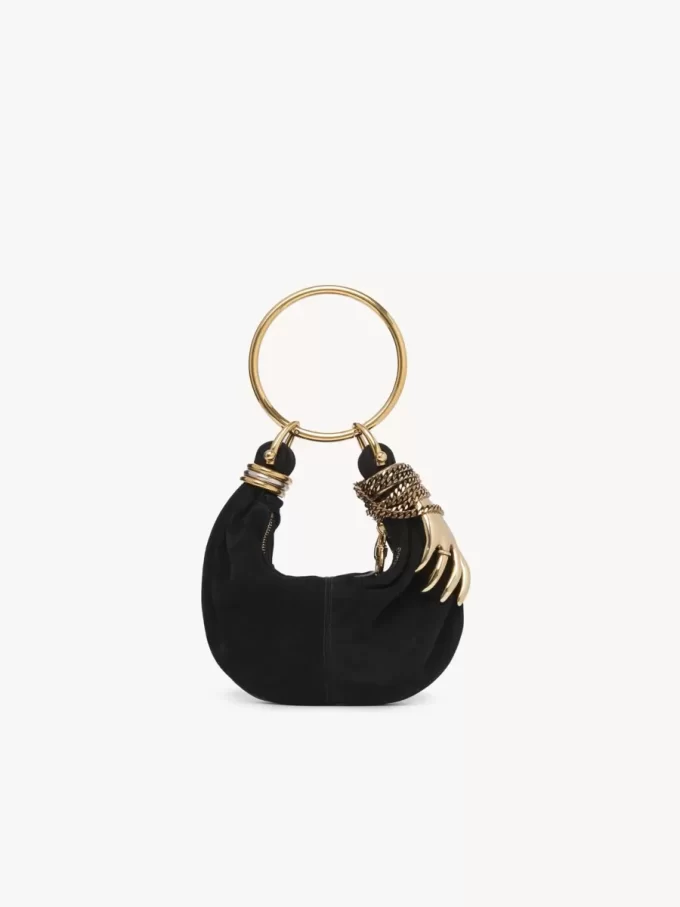 Mini torebka typu hobo z bransoletką ze skóry zamszowej Mini torebka typu hobo z bransoletką ze skóry zamszowej