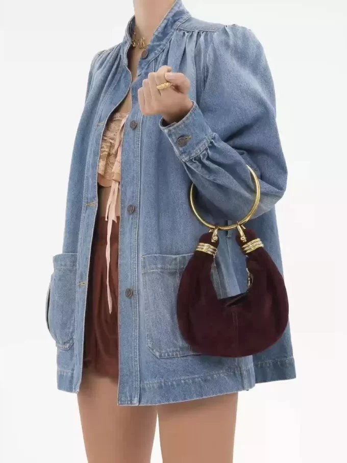Mini torebka typu hobo z bransoletką ze skóry zamszowej Mini torebka typu hobo z bransoletką ze skóry zamszowej