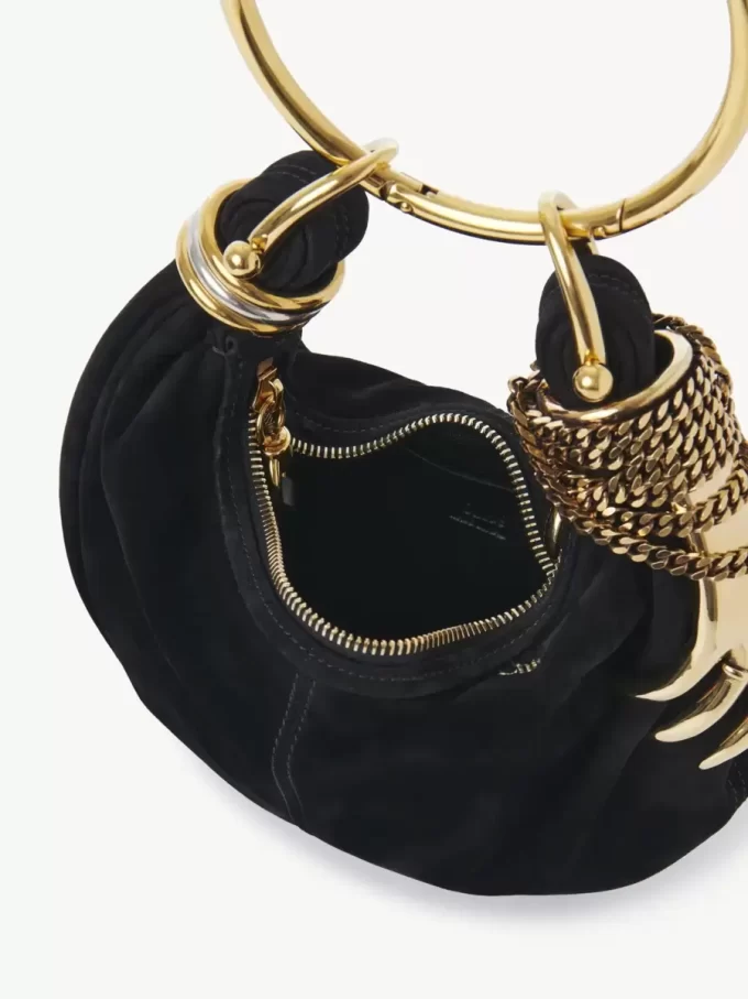 Mini torebka typu hobo z bransoletką ze skóry zamszowej Mini torebka typu hobo z bransoletką ze skóry zamszowej