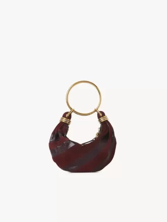 Mini torebka typu hobo z bransoletką ze skóry zamszowej i skóry węża