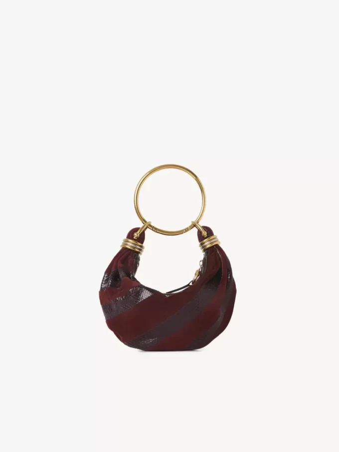 Mini torebka typu hobo z bransoletką ze skóry zamszowej i skóry węża Mini torebka typu hobo z bransoletką ze skóry zamszowej i skóry węża