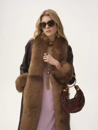 Mini torebka typu hobo z bransoletką ze skóry zamszowej i skóry węża
