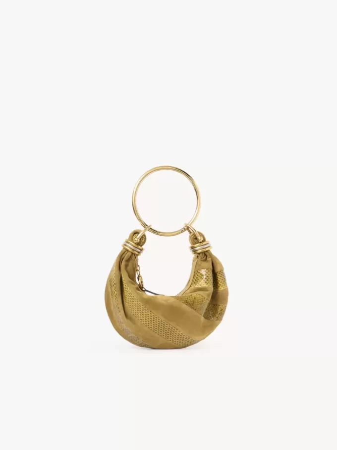 Mini torebka typu hobo z bransoletką ze skóry zamszowej i skóry węża Mini torebka typu hobo z bransoletką ze skóry zamszowej i skóry węża