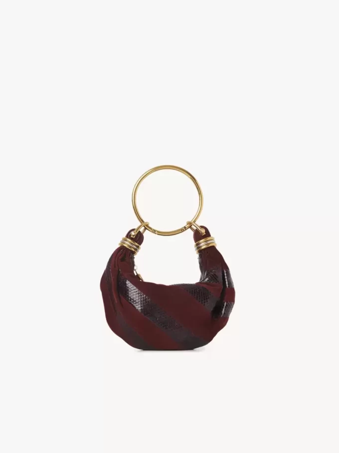 Mini torebka typu hobo z bransoletką ze skóry zamszowej i skóry węża Mini torebka typu hobo z bransoletką ze skóry zamszowej i skóry węża