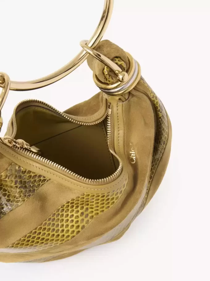 Mini torebka typu hobo z bransoletką ze skóry zamszowej i skóry węża Mini torebka typu hobo z bransoletką ze skóry zamszowej i skóry węża