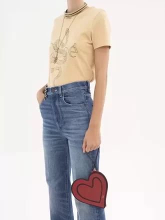 Płaska torebka Chloé Symbols Heart ze skóry licowej