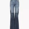 Rozszerzane jeansy z łatkami z denimu Rozszerzane jeansy z łatkami z denimu