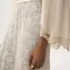 Spódnica midi z falbanką z żakardowej koronki w kwiaty Spódnica midi z falbanką z żakardowej koronki w kwiaty