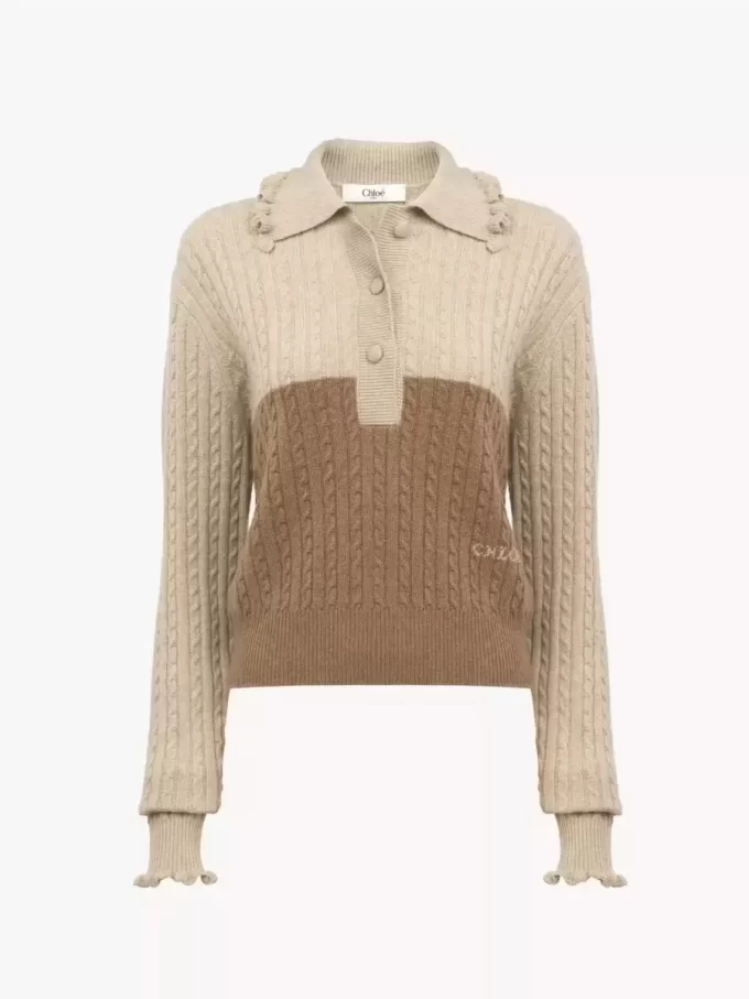 Sweter z kołnierzykiem z dzianiny wełniano-kaszmirowej Sweter z kołnierzykiem z dzianiny wełniano-kaszmirowej