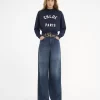 Sweter z logo i okrągłym dekoltem z bawełnianego polaru Sweter z logo i okrągłym dekoltem z bawełnianego polaru
