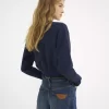 Sweter z logo i okrągłym dekoltem z bawełnianego polaru Sweter z logo i okrągłym dekoltem z bawełnianego polaru