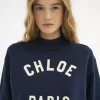 Sweter z logo i okrągłym dekoltem z bawełnianego polaru Sweter z logo i okrągłym dekoltem z bawełnianego polaru