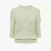 Sweter z logo i rękawami do łokcia, wykonany z dzianiny z wełny alpaki i jedwabiu Sweter z logo i rękawami do łokcia, wykonany z dzianiny z wełny alpaki i jedwabiu