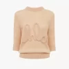 Sweter z logo i rękawami do łokcia, wykonany z dzianiny z wełny alpaki i jedwabiu Sweter z logo i rękawami do łokcia, wykonany z dzianiny z wełny alpaki i jedwabiu
