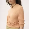 Sweter z logo i rękawami do łokcia, wykonany z dzianiny z wełny alpaki i jedwabiu Sweter z logo i rękawami do łokcia, wykonany z dzianiny z wełny alpaki i jedwabiu