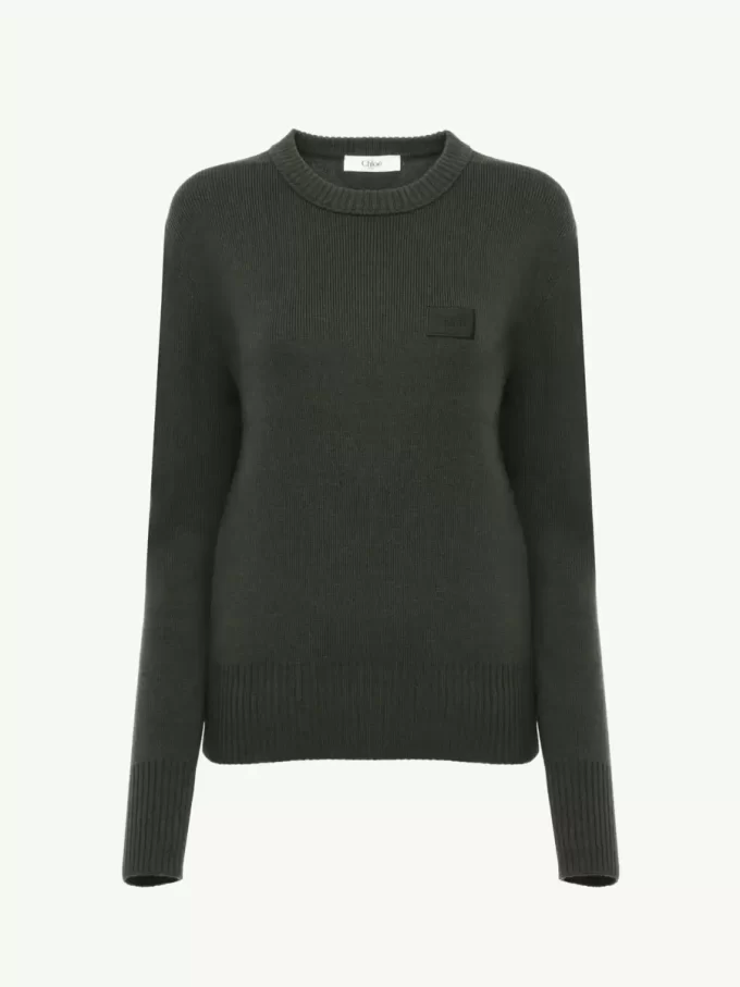 Sweter z logo wykonany z wełny merynosów Sweter z logo wykonany z wełny merynosów