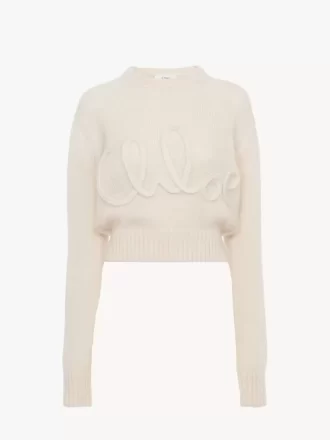 Sweter z logo z dzianiny z wełny alpaki i jedwabiu Sweter z logo z dzianiny z wełny alpaki i jedwabiu