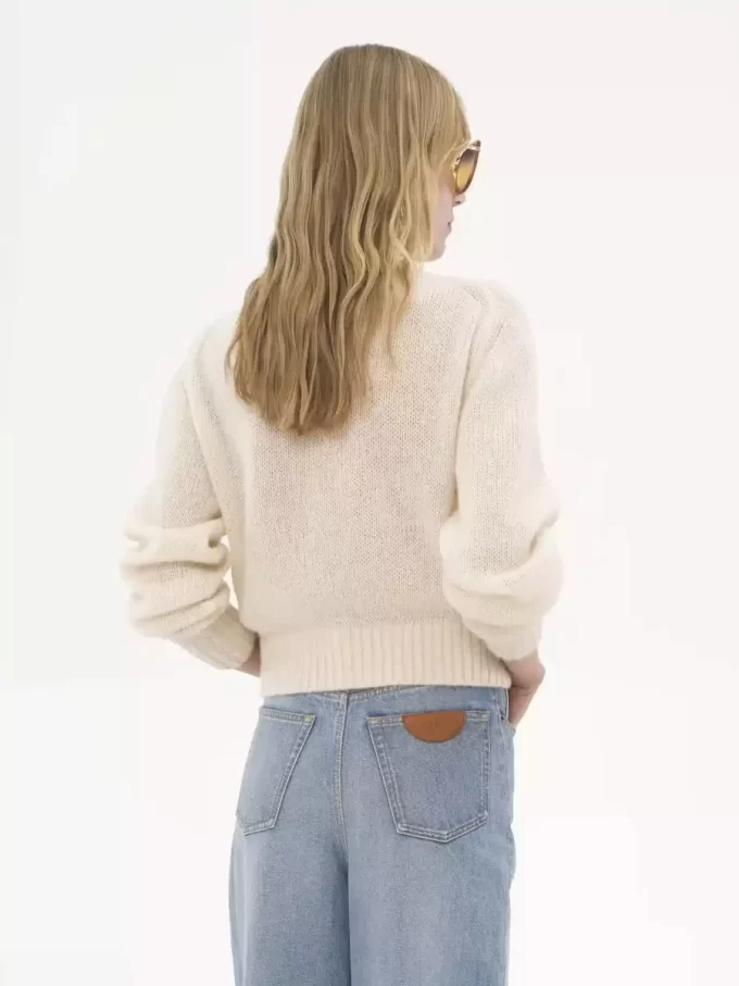 Sweter z logo z dzianiny z wełny alpaki i jedwabiu Sweter z logo z dzianiny z wełny alpaki i jedwabiu