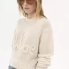 Sweter z logo z dzianiny z wełny alpaki i jedwabiu Sweter z logo z dzianiny z wełny alpaki i jedwabiu
