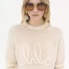 Sweter z logo z dzianiny z wełny alpaki i jedwabiu Sweter z logo z dzianiny z wełny alpaki i jedwabiu