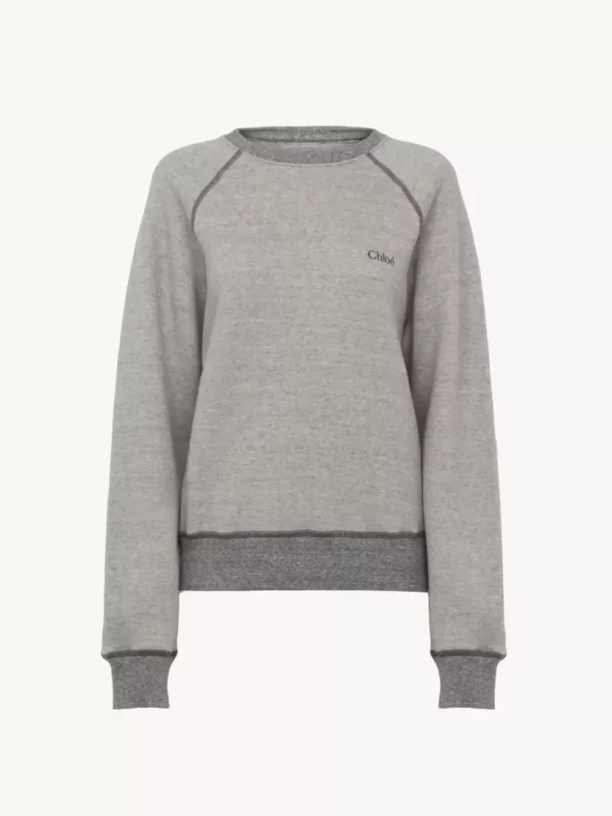Sweter z logo z mieszanki bawełny i polaru Sweter z logo z mieszanki bawełny i polaru
