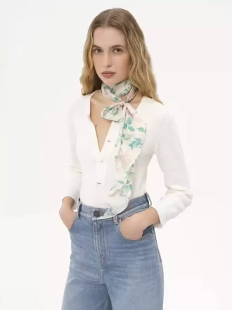 Szal typu bandeau Chloé Peonies z jedwabnego uroku