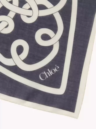 Szalik Chloé Iconic Print z bawełny i jedwabiu