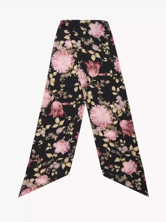 Szeroki szal bandeau Chloé Peonies z jedwabnego uroku Szeroki szal bandeau Chloé Peonies z jedwabnego uroku