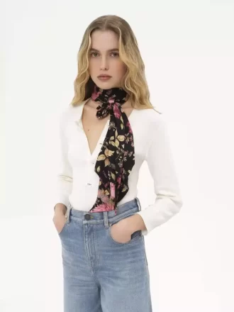 Szeroki szal bandeau Chloé Peonies z jedwabnego uroku