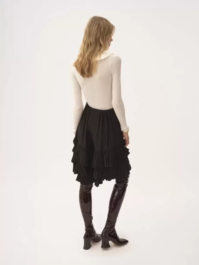 Szorty z falbankami i warstwami z krepy de chine Szorty z falbankami i warstwami z krepy de chine