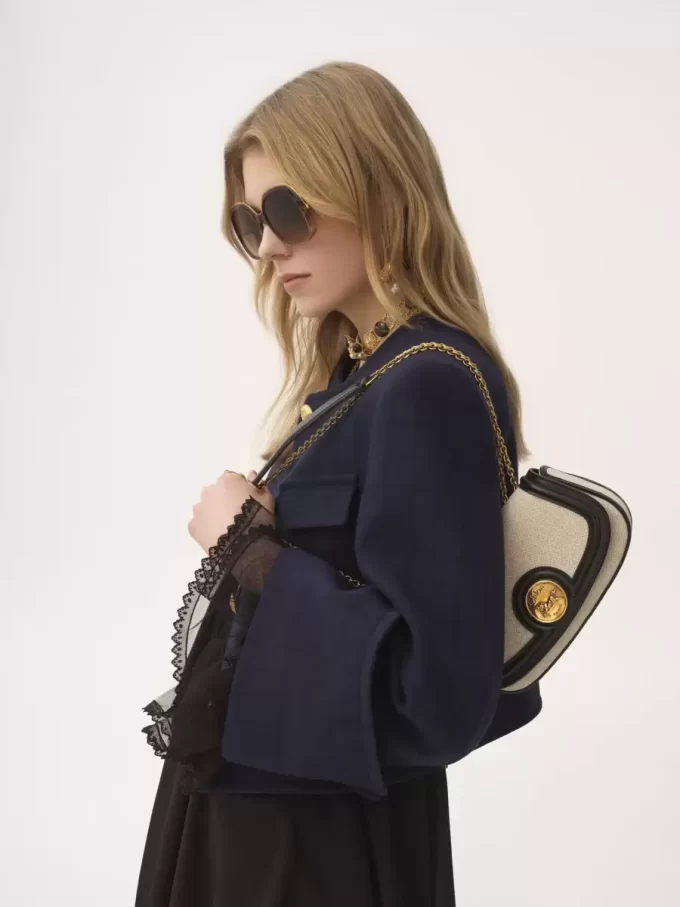 Torba typu crossbody Horse Medal z płótna i skóry licowej Torba typu crossbody Horse Medal z płótna i skóry licowej