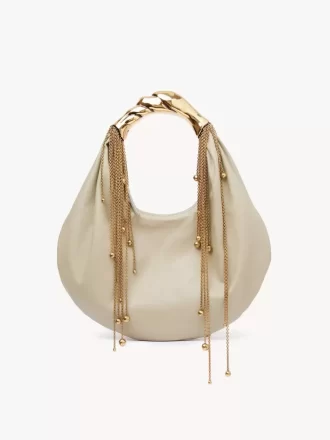 Torba typu hobo Twisted Shell z błyszczącej skóry