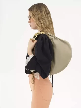 Torba typu hobo Twisted Shell z błyszczącej skóry