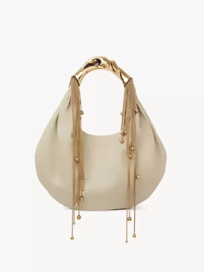 Torba typu hobo Twisted Shell z błyszczącej skóry Torba typu hobo Twisted Shell z błyszczącej skóry