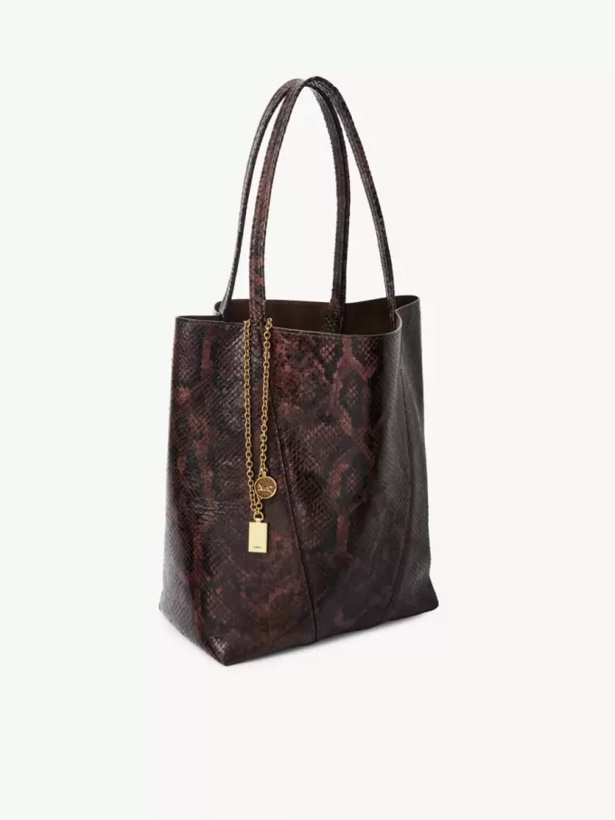 Torba typu tote Chloé Spin ze skóry imitującej skórę pytona Torba typu tote Chloé Spin ze skóry imitującej skórę pytona