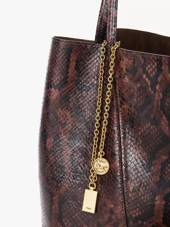 Torba typu tote Chloé Spin ze skóry imitującej skórę pytona Torba typu tote Chloé Spin ze skóry imitującej skórę pytona