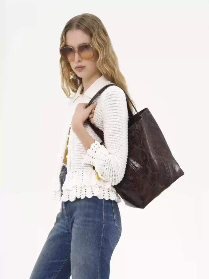 Torba typu tote Chloé Spin ze skóry imitującej skórę pytona Torba typu tote Chloé Spin ze skóry imitującej skórę pytona