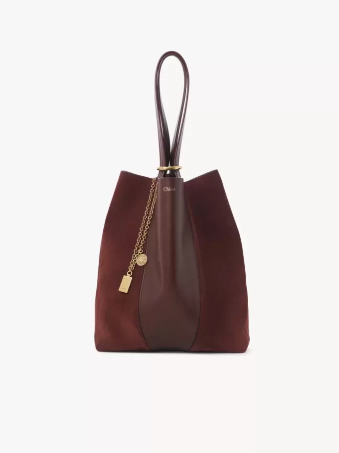 Torba typu tote Chloé Spin ze skóry licowej i zamszu Torba typu tote Chloé Spin ze skóry licowej i zamszu