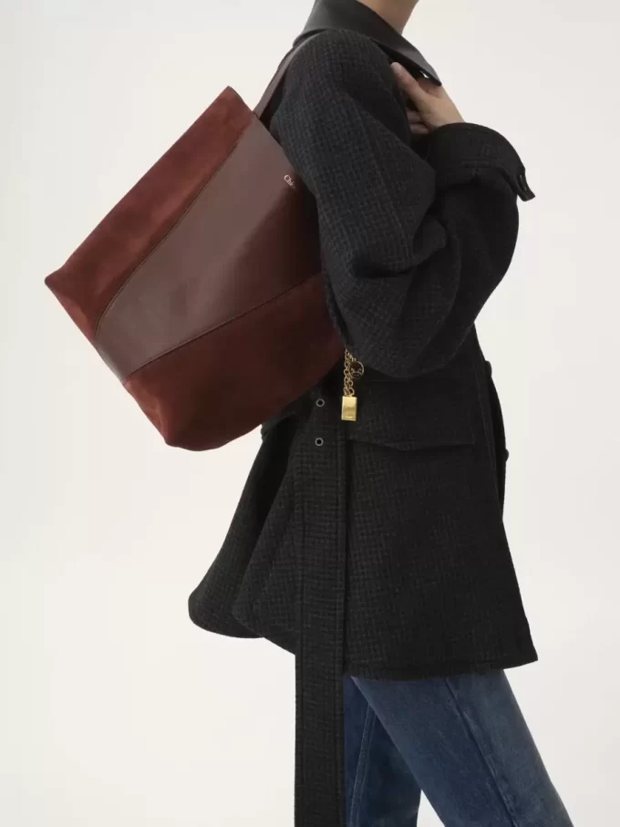 Torba typu tote Chloé Spin ze skóry licowej i zamszu Torba typu tote Chloé Spin ze skóry licowej i zamszu