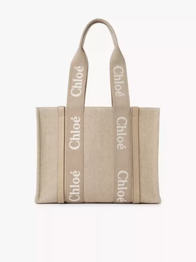 Torba typu tote Woody z lnu i skóry Torba typu tote Woody z lnu i skóry