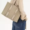 Torba typu tote Woody z lnu i skóry Torba typu tote Woody z lnu i skóry