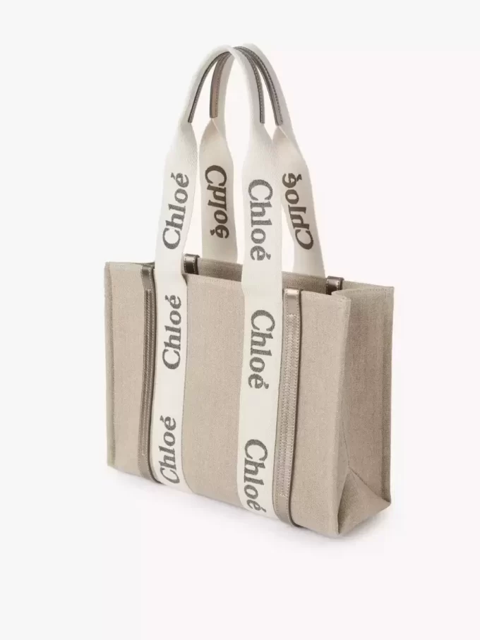Torba typu tote Woody z lnu i skóry Torba typu tote Woody z lnu i skóry