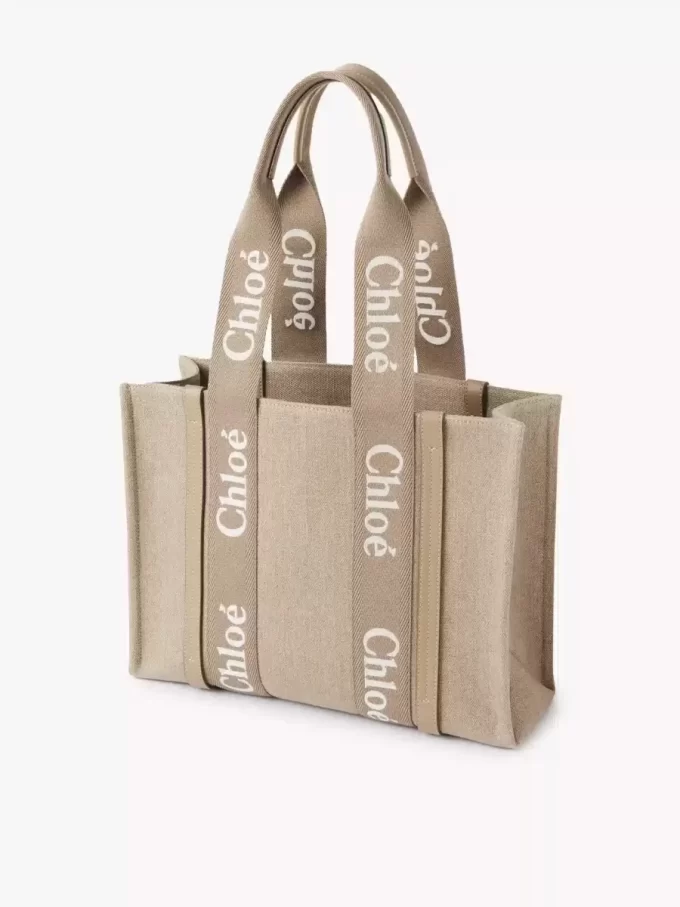 Torba typu tote Woody z lnu i skóry Torba typu tote Woody z lnu i skóry