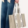 Torba typu tote Woody z lnu i skóry Torba typu tote Woody z lnu i skóry