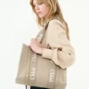 Torba typu tote Woody z lnu i skóry Torba typu tote Woody z lnu i skóry