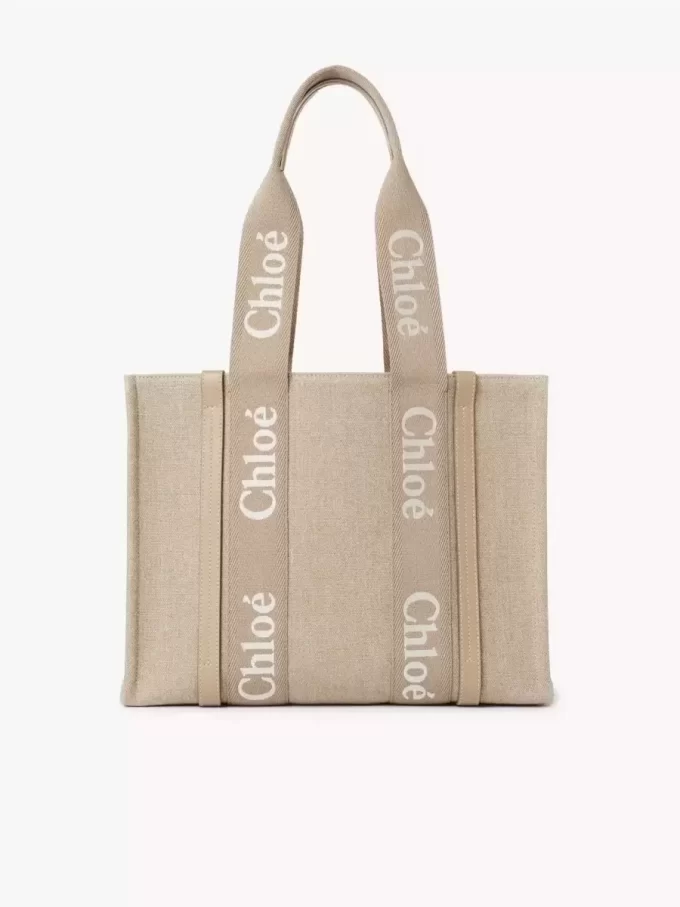 Torba typu tote Woody z lnu i skóry Torba typu tote Woody z lnu i skóry