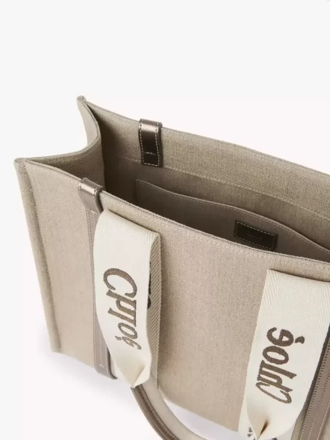 Torba typu tote Woody z lnu i skóry Torba typu tote Woody z lnu i skóry