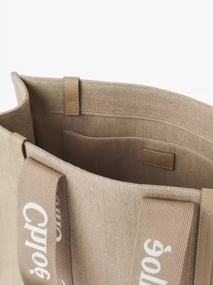 Torba typu tote Woody z lnu i skóry Torba typu tote Woody z lnu i skóry