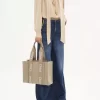 Torba typu tote Woody z lnu i skóry Torba typu tote Woody z lnu i skóry